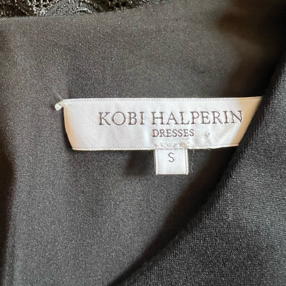 KOBI HALPERIN Preslie Black Lace Detail Bell Sleeve Cocktail Luxury Dress Sz S - Picture 3 of 11